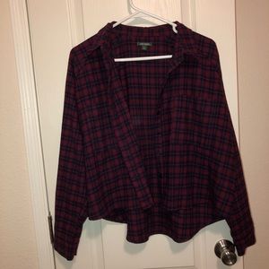 Blue and red cropped flannel